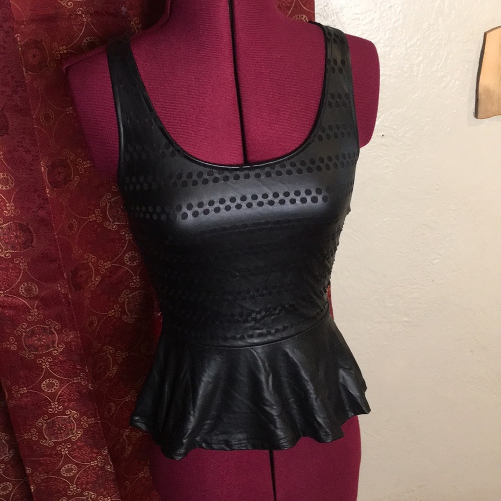 Pleather cut out peplum top